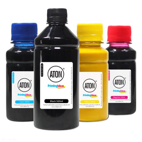Kit 4 Tintas para Epson Sublimática ATON Black 500ml Coloridas 100ml - Valejet Menor preço em Kit 4 Tintas para Epson Sublimática ATON Black 500ml Coloridas 100ml - Valejet