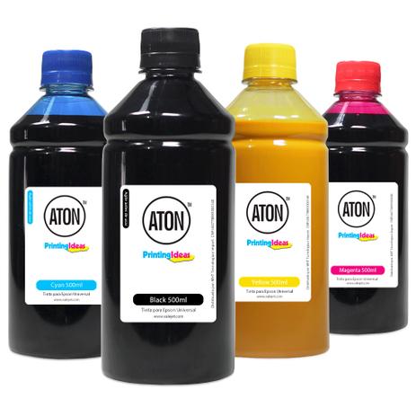 Kit 4 Tintas para Epson Universal CMYK 500ml Pigmentada Aton Menor preço em Kit 4 Tintas para Epson Universal CMYK 500ml Pigmentada Aton