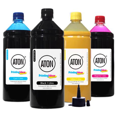 Kit 4 Tintas para HP 980 X555DN X585F ATON CMYK Pigmentada 1 Litro - Valejet Menor preço em Kit 4 Tintas para HP 980 X555DN X585F ATON CMYK Pigmentada 1 Litro - Valejet