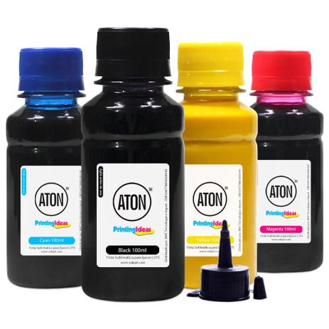 Kit 4 Tintas Sublimáticas para Epson L375 Bulk Ink CMYK 100ml Aton Menor preço em Kit 4 Tintas Sublimáticas para Epson L375 Bulk Ink CMYK 100ml Aton