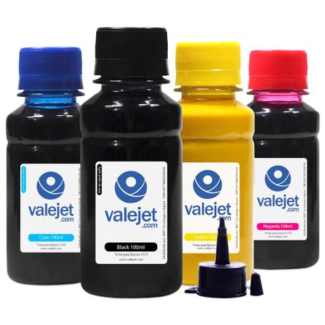 Kit 4 Tintas Sublimáticas para Epson L575 Bulk Ink CMYK 100ml - Valejet Menor preço em Kit 4 Tintas Sublimáticas para Epson L575 Bulk Ink CMYK 100ml - Valejet