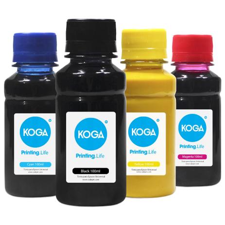 Kit 4 Tintas Sublimáticas para Epson Universal EcoTank CMYK 100ml Koga Menor preço em Kit 4 Tintas Sublimáticas para Epson Universal EcoTank CMYK 100ml Koga