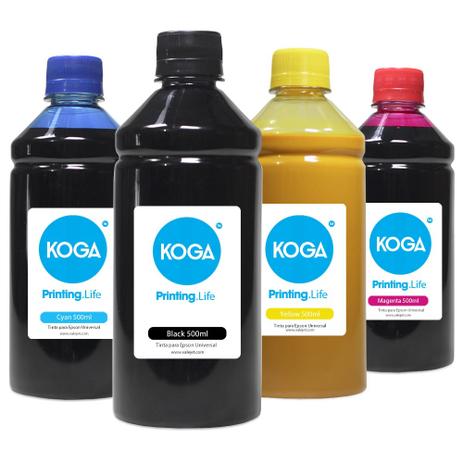 Kit 4 Tintas Sublimáticas para Epson Universal EcoTank CMYK 500ml Koga Menor preço em Kit 4 Tintas Sublimáticas para Epson Universal EcoTank CMYK 500ml Koga