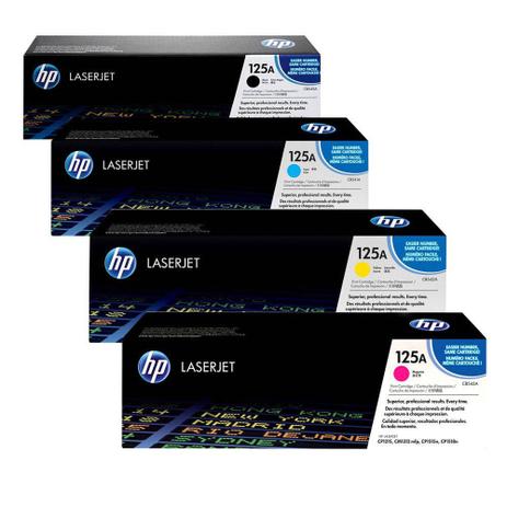 Kit 4 Toner HP 125A CB540A CB541A CB542A CB543A CMYK + RESMO DE FOLHA Menor preço em Kit 4 Toner HP 125A CB540A CB541A CB542A CB543A CMYK + RESMO DE FOLHA