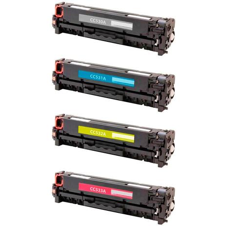 Kit 4 Toners Compatível HP CC530A CC531A CC532A CC533A CM2320N CM2320NF CM2320MFP CP2025DN - Novasupri Menor preço em Kit 4 Toners Compatível HP CC530A CC531A CC532A CC533A CM2320N CM2320NF CM2320MFP CP2025DN - Novasupri