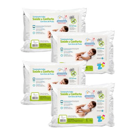 Kit 4 Travesseiros Baby com Ions de Prata 30x40cm - Fibrasca Z4271 Menor preço em Kit 4 Travesseiros Baby com Ions de Prata 30x40cm - Fibrasca Z4271