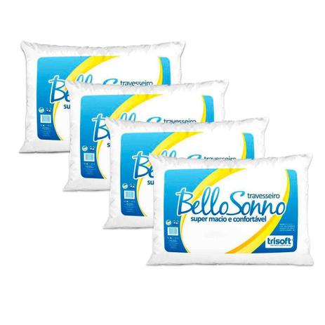 Kit 4 Travesseiros Bello Sono 45x65 Trisoft Menor preço em Kit 4 Travesseiros Bello Sono 45x65 Trisoft
