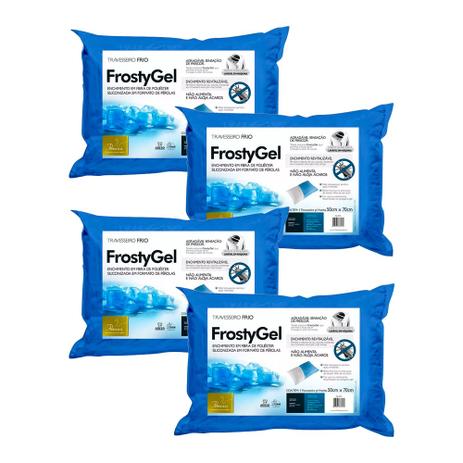 Kit 4 Travesseiros Fibrasca Poliuretano Frio Frostygel Lavável em Máquina 4345 Menor preço em Kit 4 Travesseiros Fibrasca Poliuretano Frio Frostygel Lavável em Máquina 4345