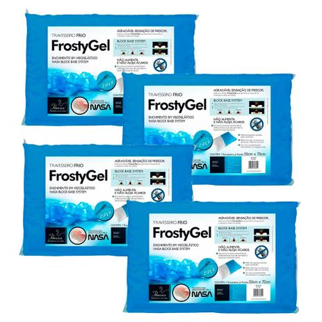Kit 4 Travesseiros Frostygel Antiácaro Frio Block Base System Nasa Fibrasca 4395 Menor preço em Kit 4 Travesseiros Frostygel Antiácaro Frio Block Base System Nasa Fibrasca 4395