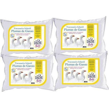 Kit 4 Travesseiros Infantil 100 Plumas 30x40cm - Daune Menor preço em Kit 4 Travesseiros Infantil 100 Plumas 30x40cm - Daune