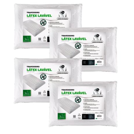 Kit 4 Travesseiros Látex Fibrasca Antiácaro Lavável para Dormir Sintético Plus 4604 Menor preço em Kit 4 Travesseiros Látex Fibrasca Antiácaro Lavável para Dormir Sintético Plus 4604