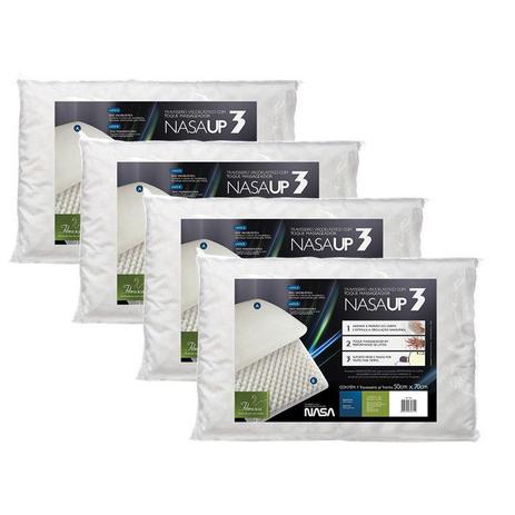 Kit 4 Travesseiros Nasa Up3 Viscoelástico com gomos massageadores, Antiácaro - Fibrasca Menor preço em Kit 4 Travesseiros Nasa Up3 Viscoelástico com gomos massageadores, Antiácaro - Fibrasca