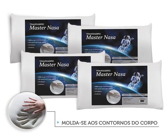 Kit 4 Travesseiros Nasa Viscoelástico + Protetores Com Ziper - Master comfort Menor preço em Kit 4 Travesseiros Nasa Viscoelástico + Protetores Com Ziper - Master comfort