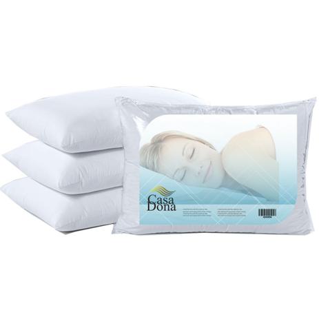 Kit 4 Travesseiros Percal 50x70cm Casa Dona 200 Fios Siliconada Branco Menor preço em Kit 4 Travesseiros Percal 50x70cm Casa Dona 200 Fios Siliconada Branco