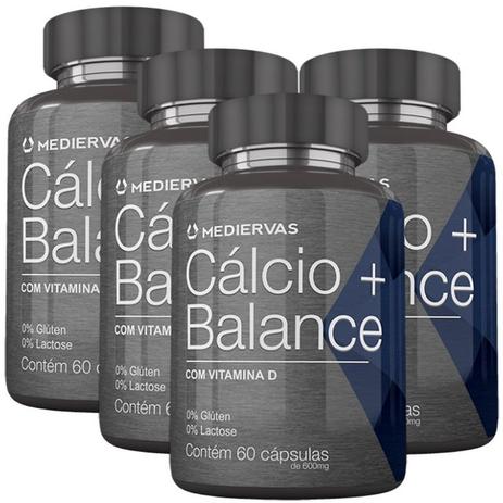Kit 4 Und Cálcio Balance 60cps 600mg - Mediervas Menor preço em Kit 4 Und Cálcio Balance 60cps 600mg - Mediervas