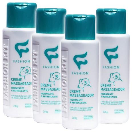 Kit 4 Und Creme Massageador com Sebo de Carneiro 200g - Fashion Menor preço em Kit 4 Und Creme Massageador com Sebo de Carneiro 200g - Fashion