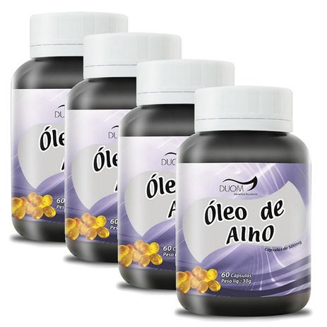 Kit 4 Und Óleo de Alho 60cps 500mg - Duom Menor preço em Kit 4 Und Óleo de Alho 60cps 500mg - Duom
