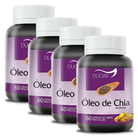 Kit 4 Und Óleo de Chia 60cps 1000mg - Duom Menor preço em Kit 4 Und Óleo de Chia 60cps 1000mg - Duom