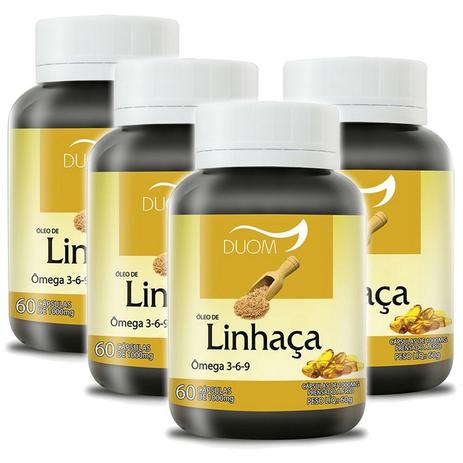 Kit 4 Und Óleo de Linhaça 60cps 1000mg - Duom Menor preço em Kit 4 Und Óleo de Linhaça 60cps 1000mg - Duom