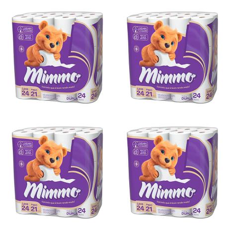 Kit 4 Und Papel Higiênico Mimmo Folha Dupla Leve 24 Pague 21 30m Menor preço em Kit 4 Und Papel Higiênico Mimmo Folha Dupla Leve 24 Pague 21 30m