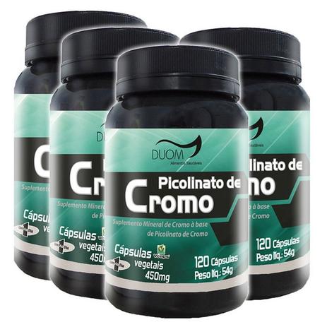 Kit 4 Und Picolinato de Cromo 120cps 450mg - Duom Menor preço em Kit 4 Und Picolinato de Cromo 120cps 450mg - Duom