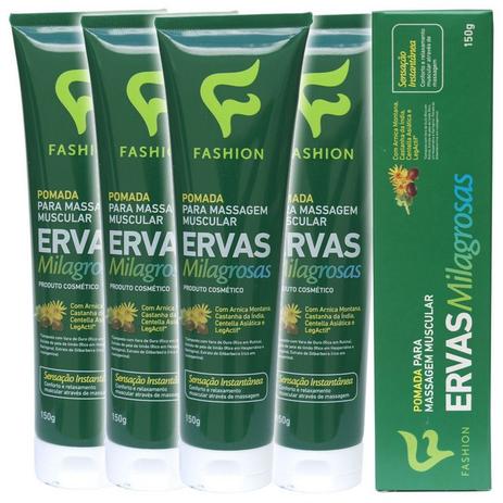 Kit 4 Und Pomada Ervas Milagrosas 150g - Fashion Menor preço em Kit 4 Und Pomada Ervas Milagrosas 150g - Fashion
