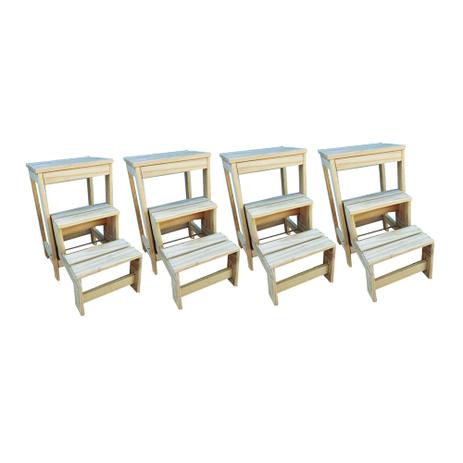 Kit 4 Unidades Bancos Escada de 60 cm em Madeira Para Jardim - Escada segurança Menor preço em Kit 4 Unidades Bancos Escada de 60 cm em Madeira Para Jardim - Escada segurança