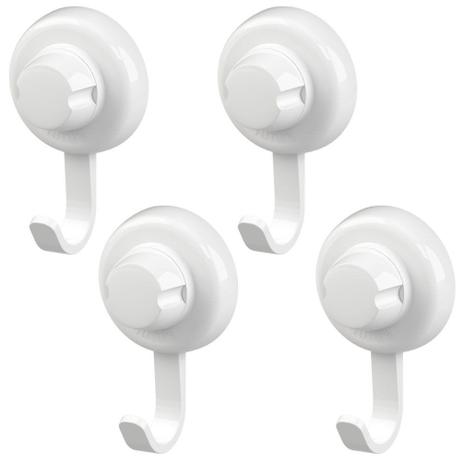 Kit 4 Unidades Gancho Cabide Fixação Por Ventosa Branco - Future Menor preço em Kit 4 Unidades Gancho Cabide Fixação Por Ventosa Branco - Future