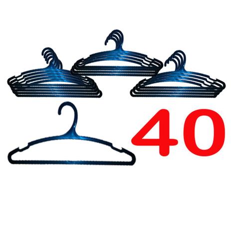 Kit 40 Cabide Plástico Preto Adulto Reforçado Dupla Cava Antideslizante para Guarda Roupas e Closet - Nacional Menor preço em Kit 40 Cabide Plástico Preto Adulto Reforçado Dupla Cava Antideslizante para Guarda Roupas e Closet - Nacional