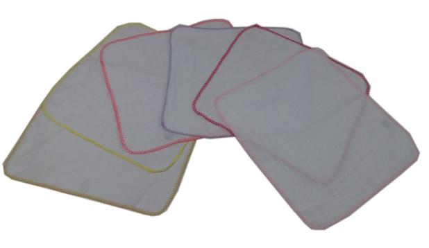 Kit 40 pano de boca branca 33x33cm com crochê para menina - Dugu Menor preço em Kit 40 pano de boca branca 33x33cm com crochê para menina - Dugu