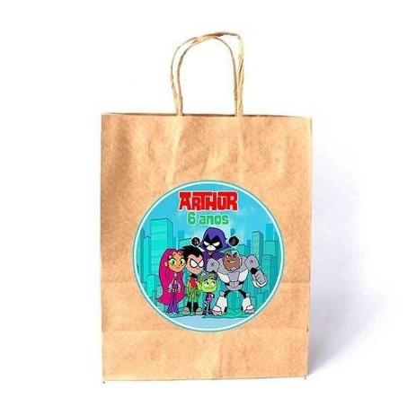 Kit 40 Sacola De Papel Kraft Personalizada Jovens Titãs - Aluá festas Menor preço em Kit 40 Sacola De Papel Kraft Personalizada Jovens Titãs - Aluá festas