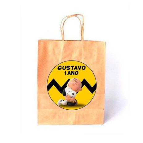 Kit 40 Sacola De Papel Kraft Personalizada Snoopy - Aluá festas é boa?