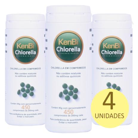Kit 4x Chlorella Kenbi 100 Pura 450 Comprimidos Menor preço em Kit 4x Chlorella Kenbi 100 Pura 450 Comprimidos