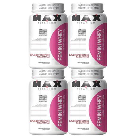 Kit 4x Femini Whey 600g - Max Titanium Menor preço em Kit 4x Femini Whey 600g - Max Titanium