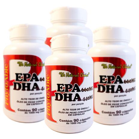 Kit 4x Ômega 3 EPA 660mg DHA 440mg 90 Softgel Caps - Phytoable Menor preço em Kit 4x Ômega 3 EPA 660mg DHA 440mg 90 Softgel Caps - Phytoable