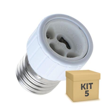 Kit 5 Adaptador Soquete E-27 P/ Lâmpada GU10 - Iluminim led Menor preço em Kit 5 Adaptador Soquete E-27 P/ Lâmpada GU10 - Iluminim led