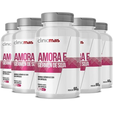 Kit 5 Amora e Germen de Soja 600mg Chá Mais 100 cápsulas Menor preço em Kit 5 Amora e Germen de Soja 600mg Chá Mais 100 cápsulas