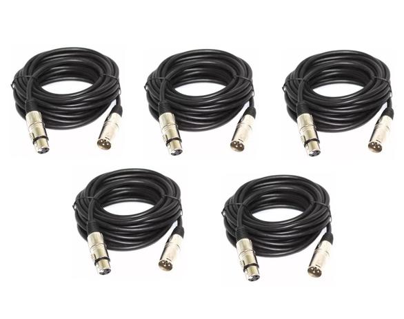 Kit 5 Cabos Microfone Xlr Macho Fêmea Balanceado 10 Metros - Vines music Menor preço em Kit 5 Cabos Microfone Xlr Macho Fêmea Balanceado 10 Metros - Vines music