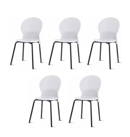 Menor preço em Kit 5 Cadeiras Luna Assento Branco Base Preta - 57698 - Sun House