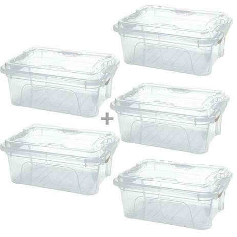 Kit 5 Caixas Organizadoras Translucida 5 Litros C/ Trava Usual - Usual Utilidades Menor preço em Kit 5 Caixas Organizadoras Translucida 5 Litros C/ Trava Usual - Usual Utilidades