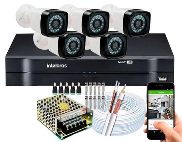 Kit 5 Camera de Segurança Infravermelho Full Hd Dvr Intelbras 8ch mhdx full hd S/hd Menor preço em Kit 5 Camera de Segurança Infravermelho Full Hd Dvr Intelbras 8ch mhdx full hd S/hd