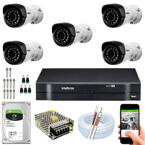 Kit 5 Câmeras Intelbras Multi Hd 20m Vmh 1120b 1mp Mhdx 1008 Menor preço em Kit 5 Câmeras Intelbras Multi Hd 20m Vmh 1120b 1mp Mhdx 1008