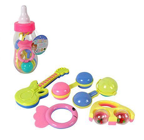 Kit 5 chocalhos baby fun coloridos na mamadeira - Ark toys Menor preço em Kit 5 chocalhos baby fun coloridos na mamadeira - Ark toys