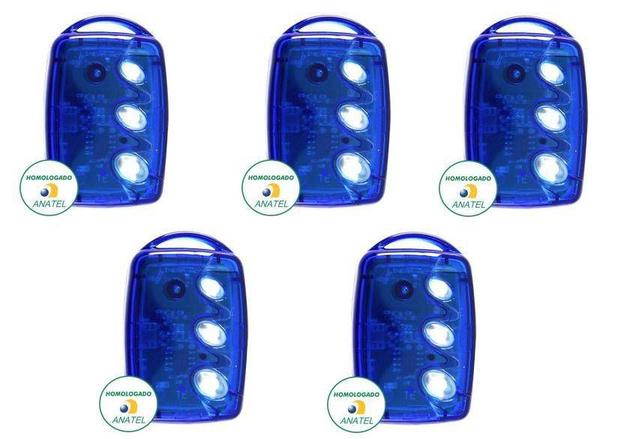 Kit 5 Controles Remotos 433 Mhz 3 Teclas TX3 T-B Azul Linear Menor preço em Kit 5 Controles Remotos 433 Mhz 3 Teclas TX3 T-B Azul Linear