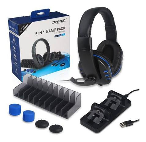 Kit 5 Em 1 Game Pack Playstation 4 Slim Pro Dock Fone Base - DOBE Menor preço em Kit 5 Em 1 Game Pack Playstation 4 Slim Pro Dock Fone Base - DOBE