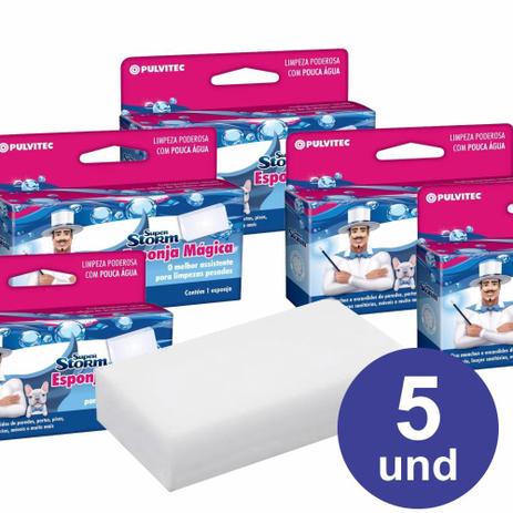 Kit 5 Esponja Mágica Limpeza Pesada Mr. Strong Pulvitec Menor preço em Kit 5 Esponja Mágica Limpeza Pesada Mr. Strong Pulvitec