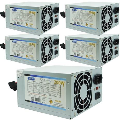KIt 5 Fontes Pc Atx 200W Reais Real Silenciosa com Cabo de Força Nova Knup KP-517 Cinza Bivolt Menor preço em KIt 5 Fontes Pc Atx 200W Reais Real Silenciosa com Cabo de Força Nova Knup KP-517 Cinza Bivolt