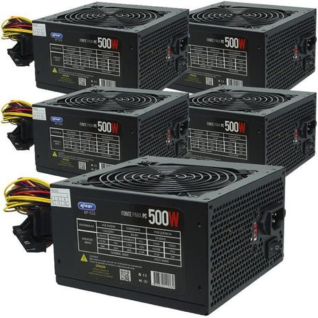 Kit 5 Fontes Pc Atx Gamer 500W Reais Real Super Silenciosa com Cabo de Força Nova Knup KP-522 Bivolt Menor preço em Kit 5 Fontes Pc Atx Gamer 500W Reais Real Super Silenciosa com Cabo de Força Nova Knup KP-522 Bivolt