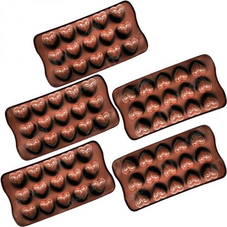 Kit 5 Forma Silicone para Bombons Chocolate Formato Coracao Clink Menor preço em Kit 5 Forma Silicone para Bombons Chocolate Formato Coracao Clink
