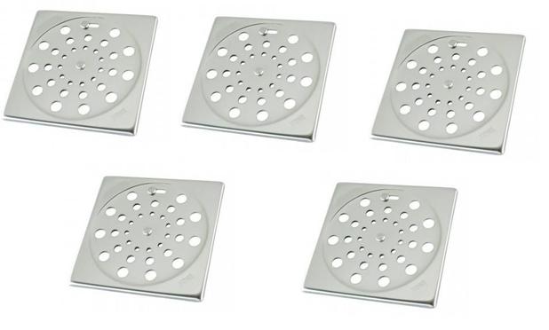 Kit 5 Grelhas Ralos Quadradas 15cmx15cm com Fechamento em Inox Dacunha Menor preço em Kit 5 Grelhas Ralos Quadradas 15cmx15cm com Fechamento em Inox Dacunha
